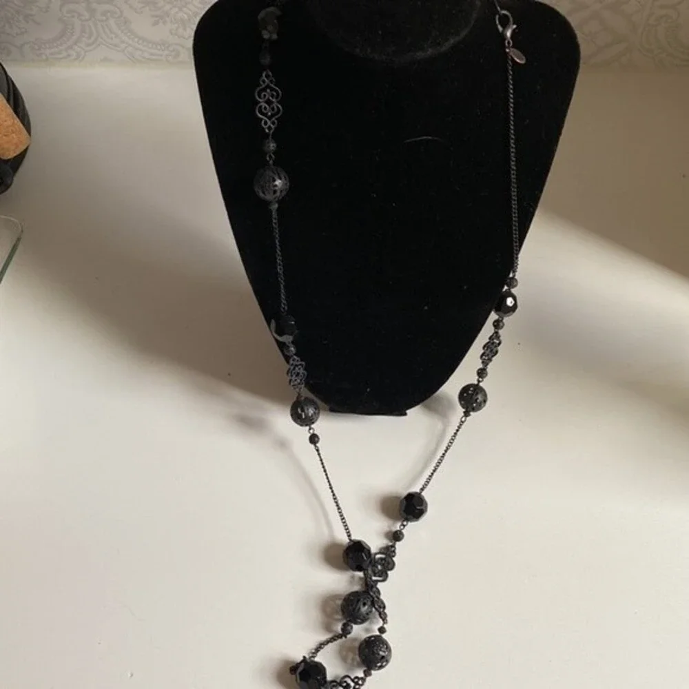 Long goth black necklace from express.